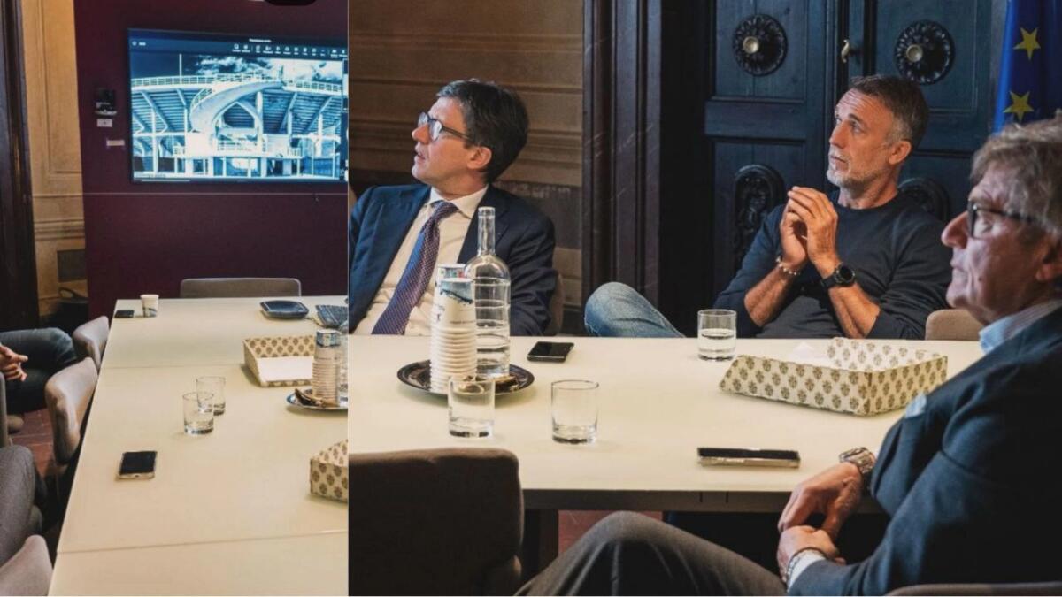 Antognoni e Batistuta ospiti a Palazzo Vecchio. Nardella: "Bello illustrare il progetto del nuovo stadio" - 