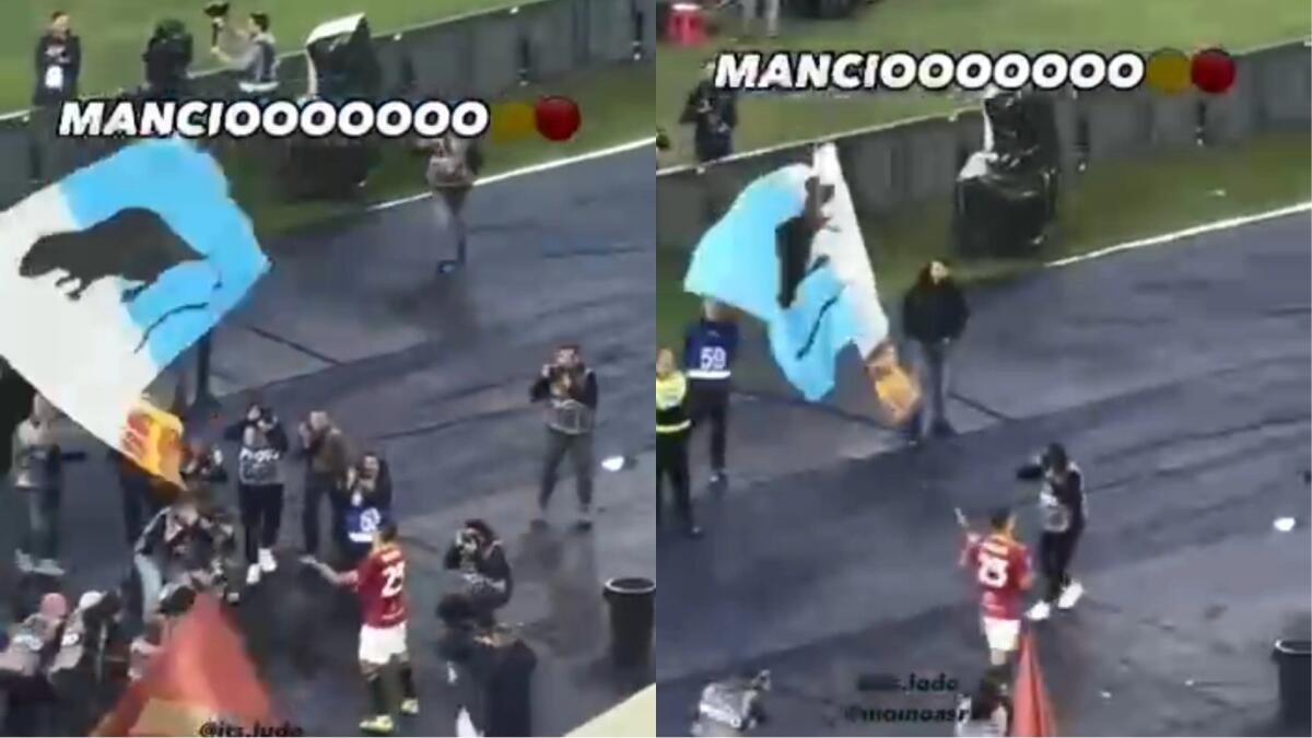 Mancini festeggia sventolando la bandiera: "Laziale topo" dopo il derby vinto. Ecco il video - 