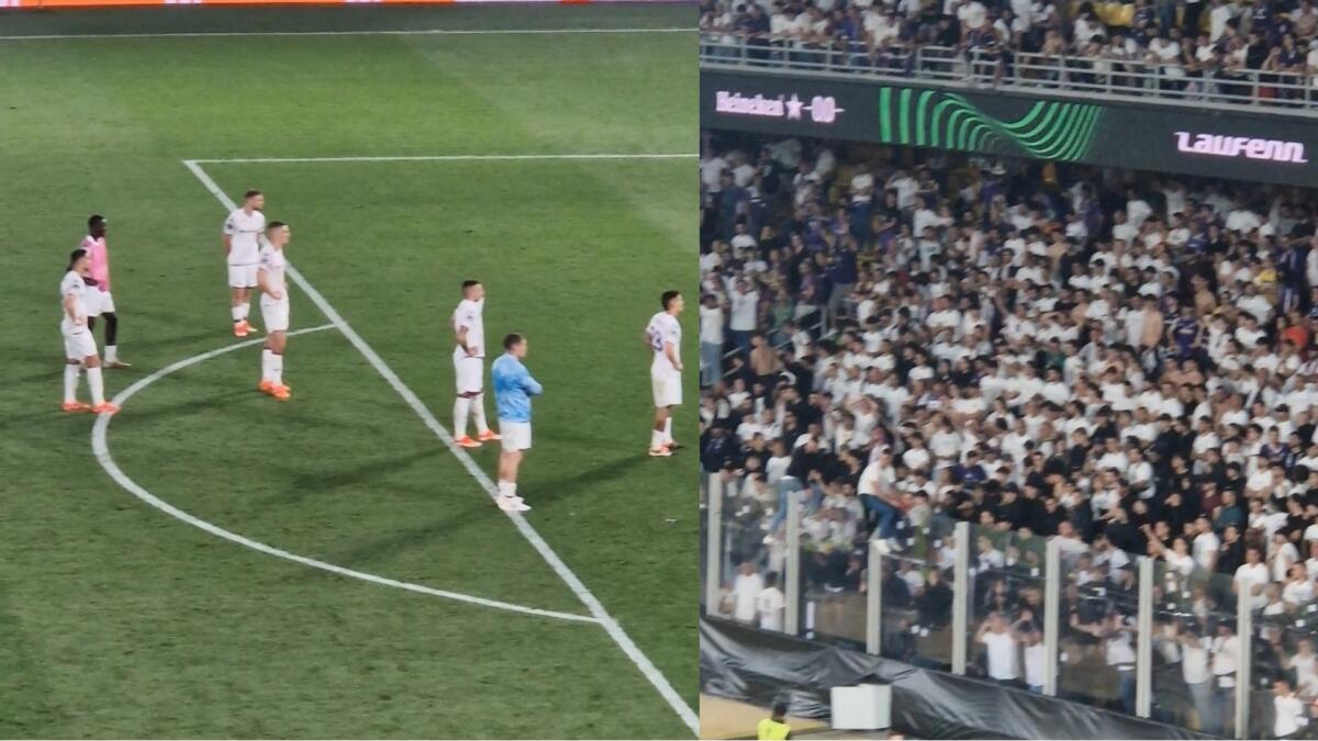 Biraghi e tutta la Fiorentina dai tifosi viola ad Atene: sono fermi, immobili e senza parole - 