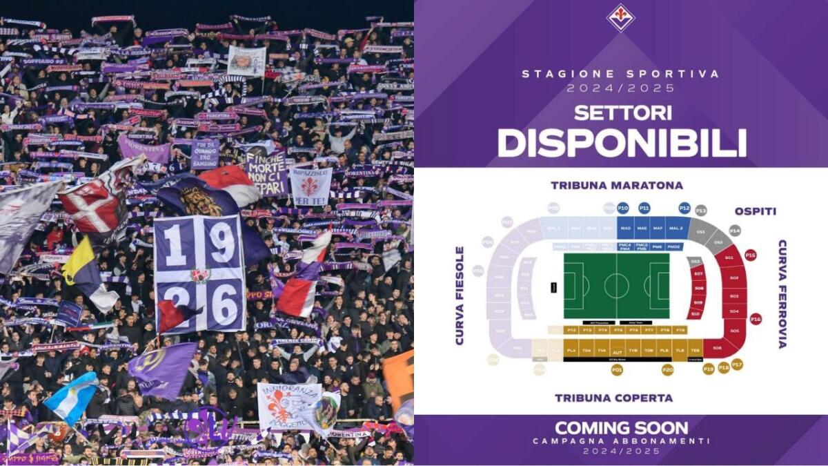 La Fiorentina comunica i settori per abbonarsi. Solo metà Maratona, la Ferrovia sostituisce la Fiesole - 