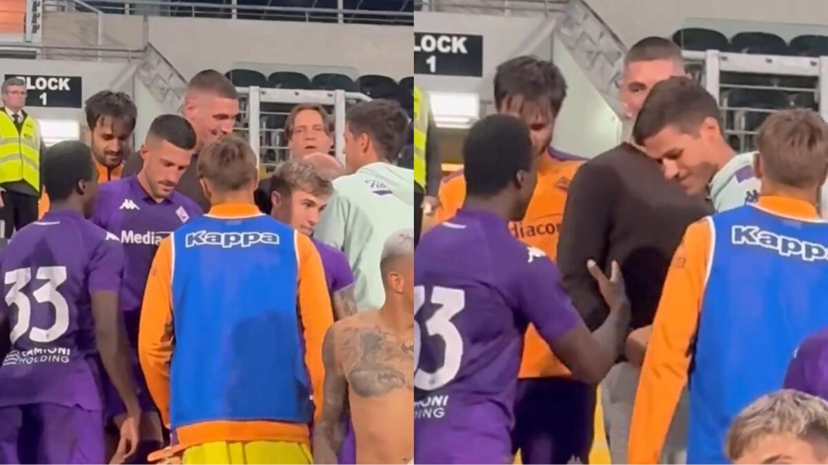 Milenkovic saluta tutti i giocatori della Fiorentina dopo l'amichevole. Era in tribuna. Ecco il video - 