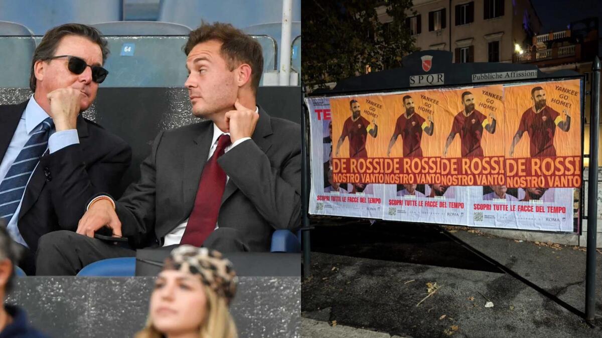 Continua la contestazione a Roma, manifesti contro i Friedkin: “Yankee go home, De Rossi il nostro vanto” - 