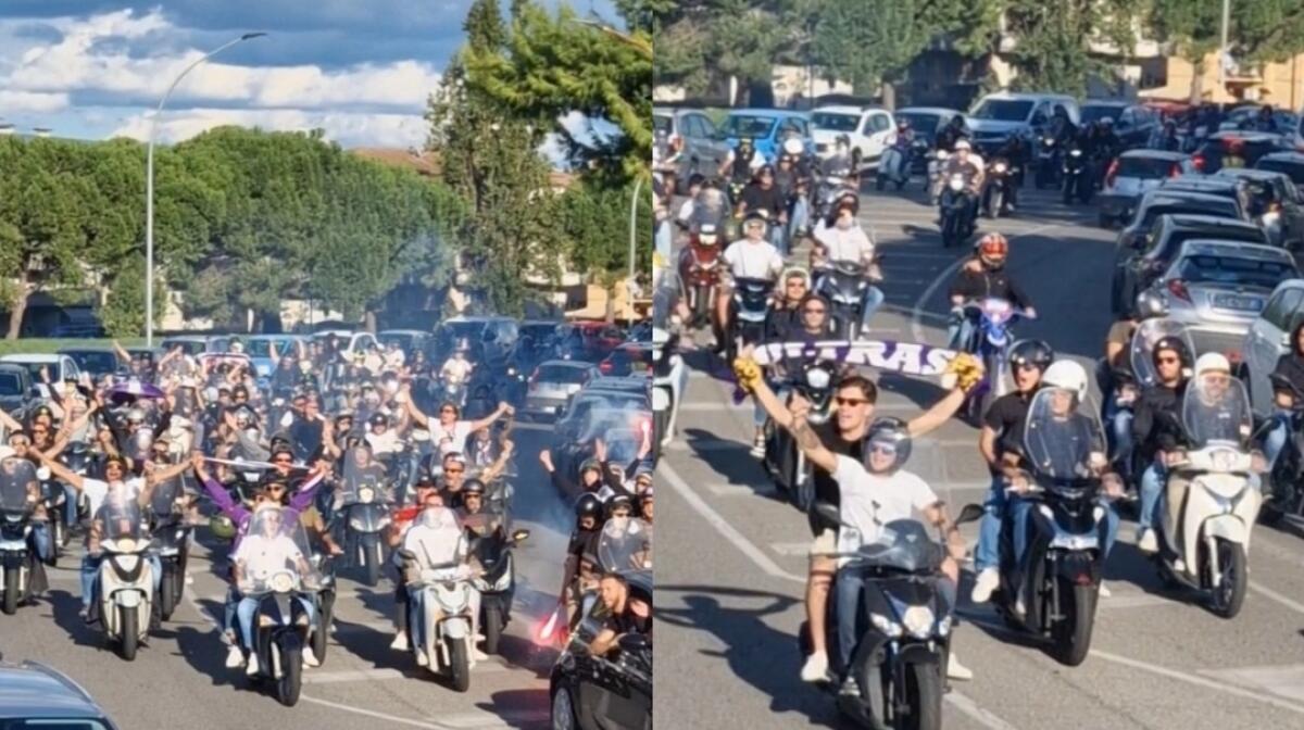 Grande successo per la 'motorinata' della Curva Fiesole: in oltre mille con sciarpe e fumogeni - 