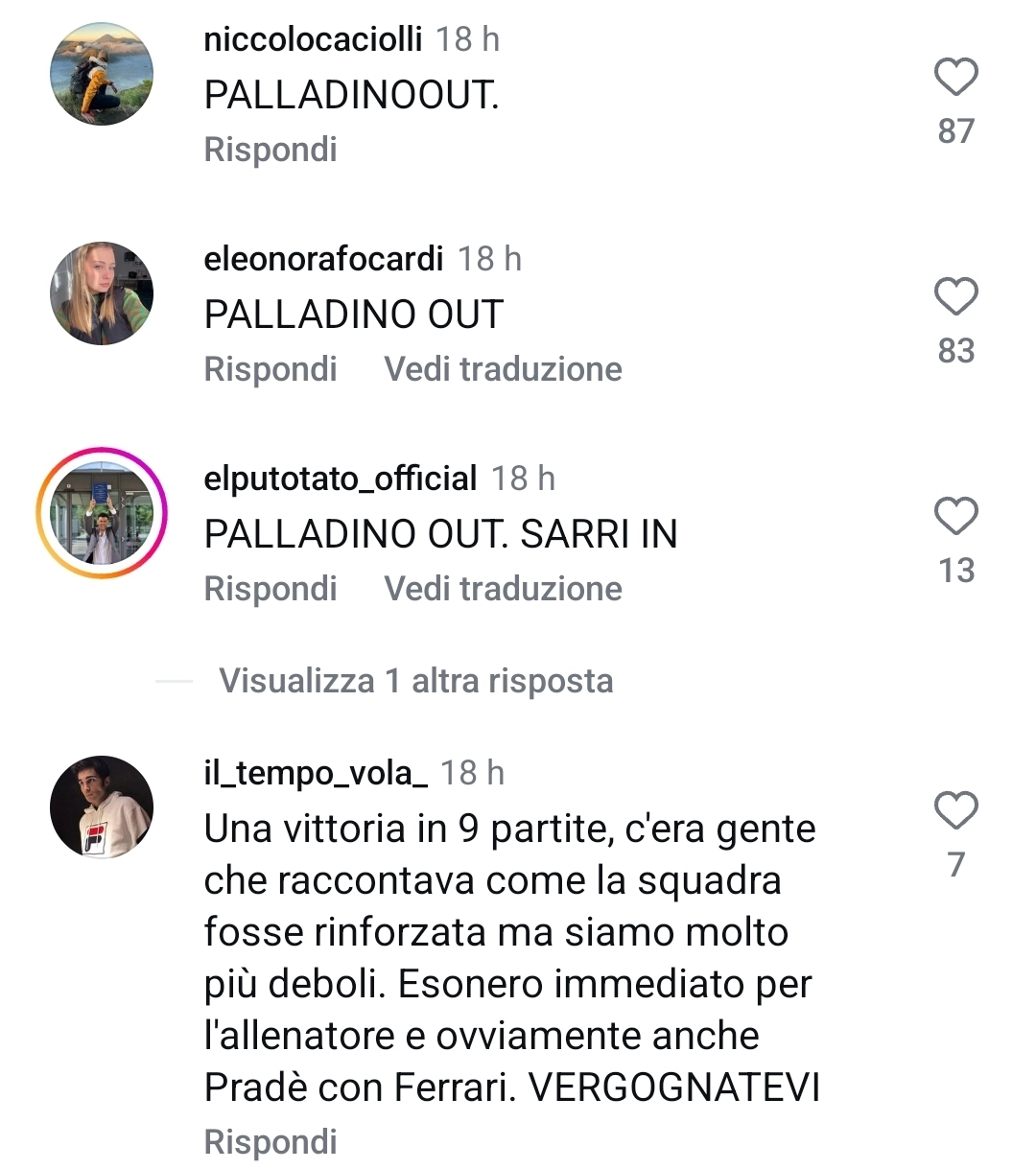 I tifosi della Fiorentina stufi di Palladino, sotto i post impazza il "Dateci Sarri". Italiano rimpianto