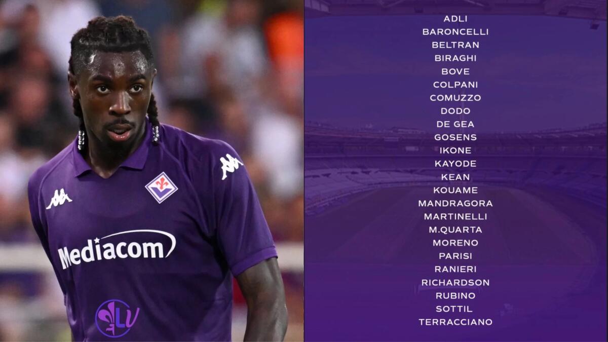 I convocati della Fiorentina per il Torino: ci sono Kean, Comuzzo e Moreno. Non recupera Cataldi - 