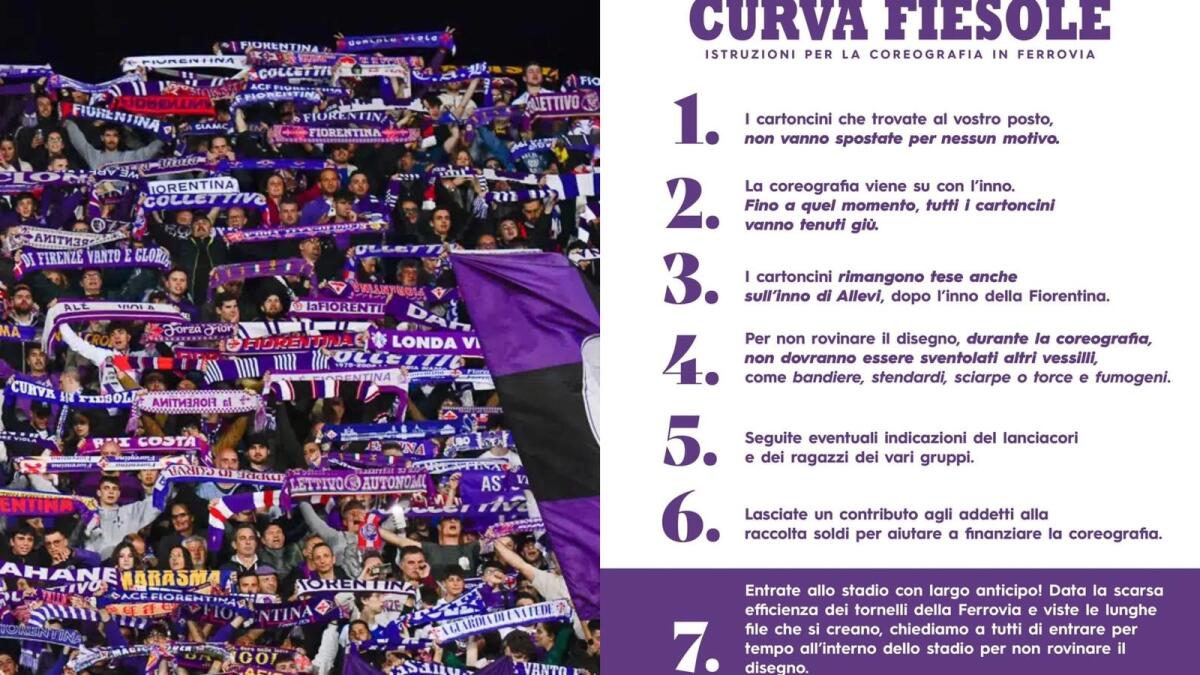 La Curva Fiesole annuncia la coreografia in Ferrovia per la sfida contro l'Inter. Le istruzioni per la realizzazione - 
