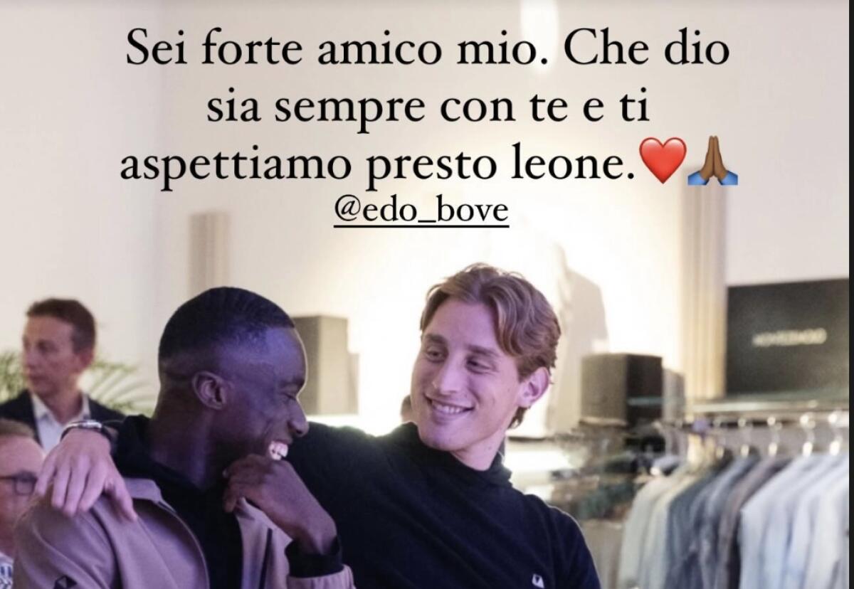 Kayode scrive a Bove: "Sei forte amico mio, ti aspettiamo presto leone" - 