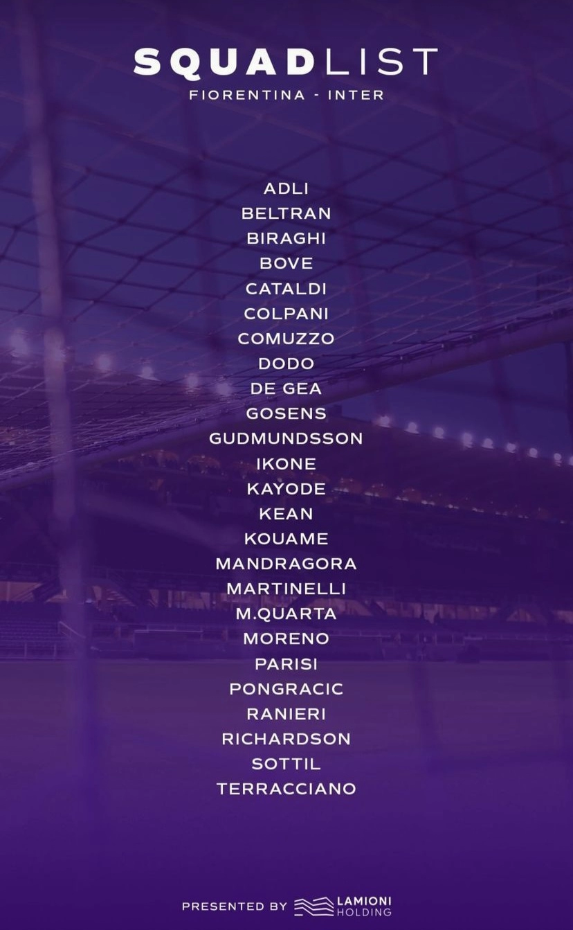 Gudmundsson convocato per Fiorentina-Inter. Ecco i convocati viola per la sfida del Franchi