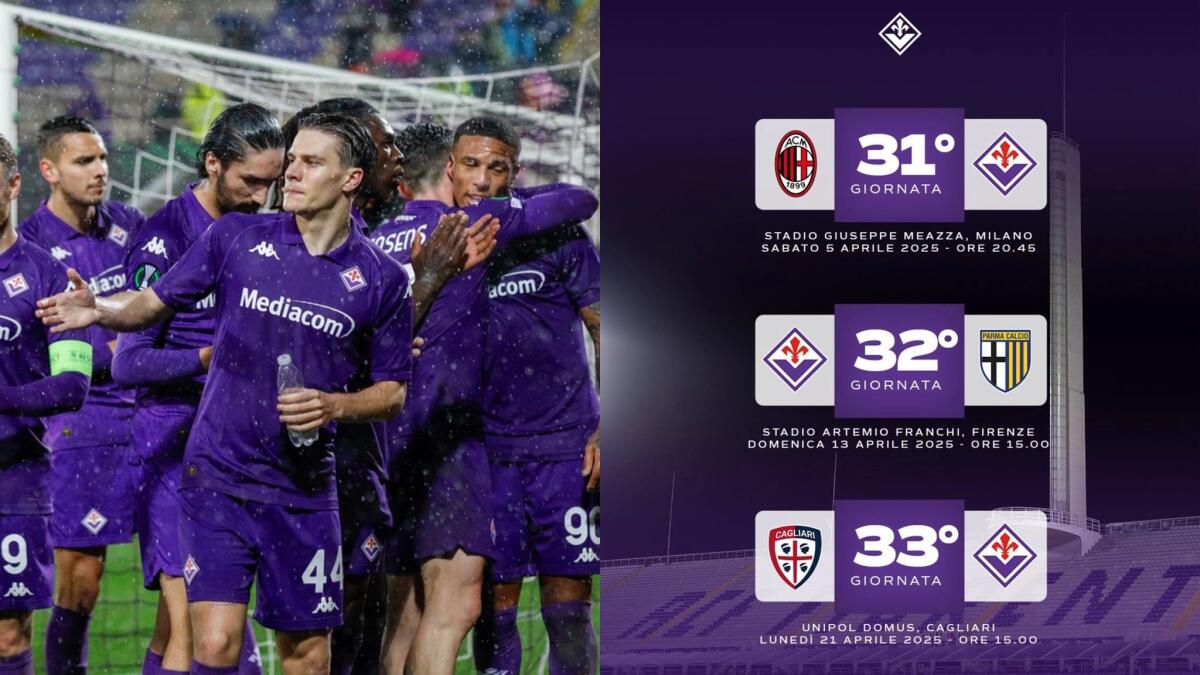 Milan-Fiorentina si giocherà sabato 5 aprile alle 20:45. Cagliari-Fiorentina in campo a Pasquetta - 