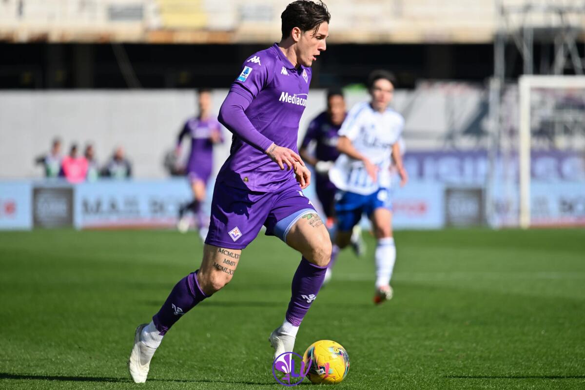 Zaniolo: "Alla Fiorentina per vincere la Conference, la maglia viola è casa mia da sempre" - Firenze, Stadio Artemio Franchi, 16.02.2025, Fiorentina-Como, foto Lisa Guglielmi. Copyright Labaroviola.com