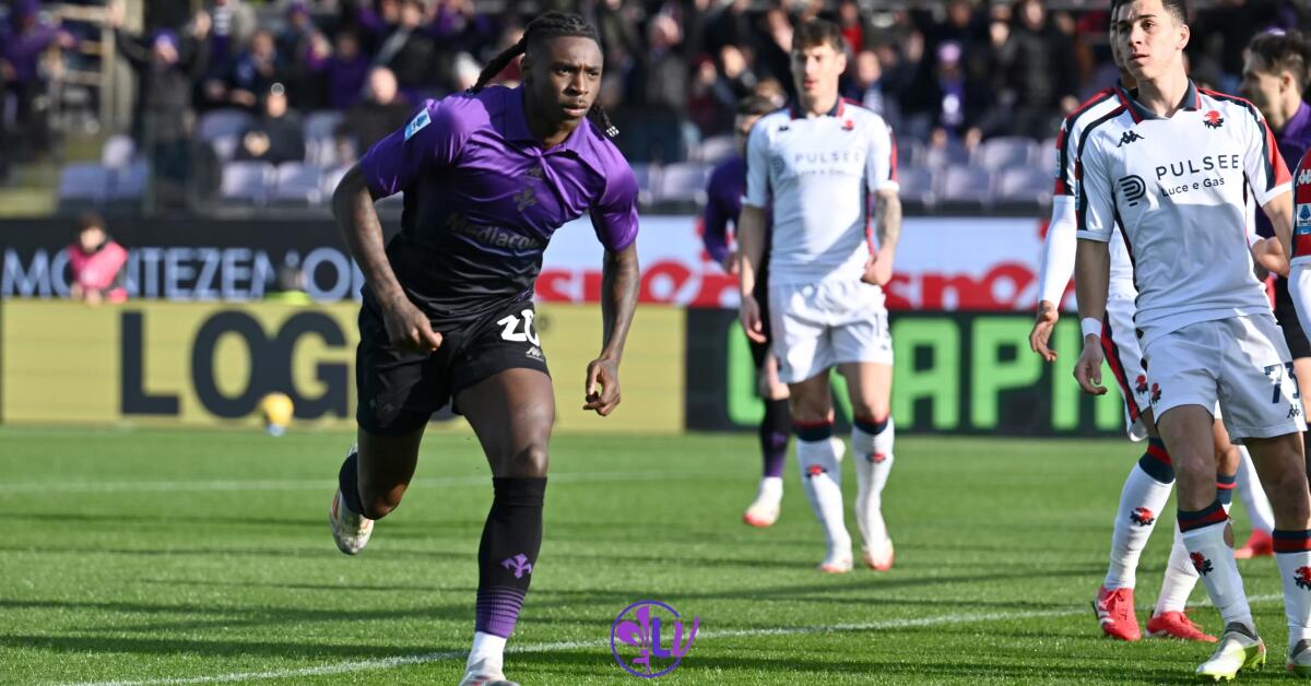 La perla di Kean contro il Genoa è il gol più bello di febbraio della Serie A. Battuto Angelino - Firenze, Stadio Artemio Franchi, 02.02.2025, Fiorentina-Genoa, foto Lisa Guglielmi. Copyright Labaroviola.com