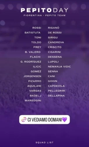 Svelata la squad list per il Pepito Day: Batistuta, Toldo, Frey, Gomez, Godin e tanti altri