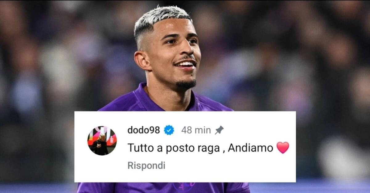 Dodò rassicura e carica tutti, scrive a Passione Fiorentina: "Tutto a posto raga, andiamo" - 