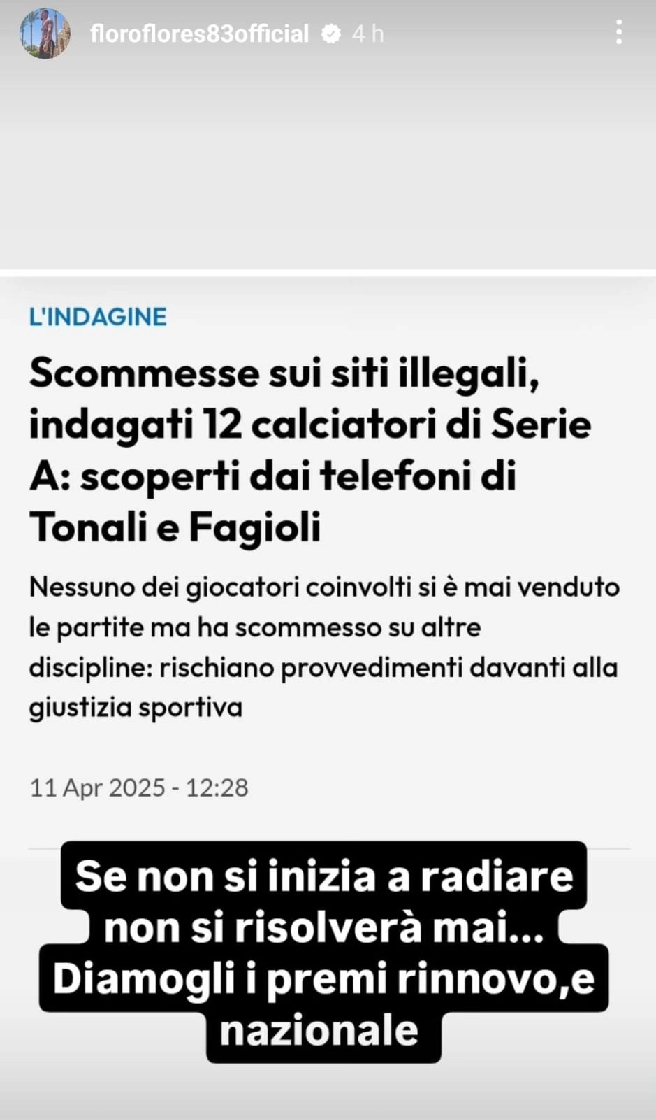 Floro Flores punge Fagioli e Tonali: "Iniziate a radiare. Mi raccomando, ora convocateli in Nazionale"