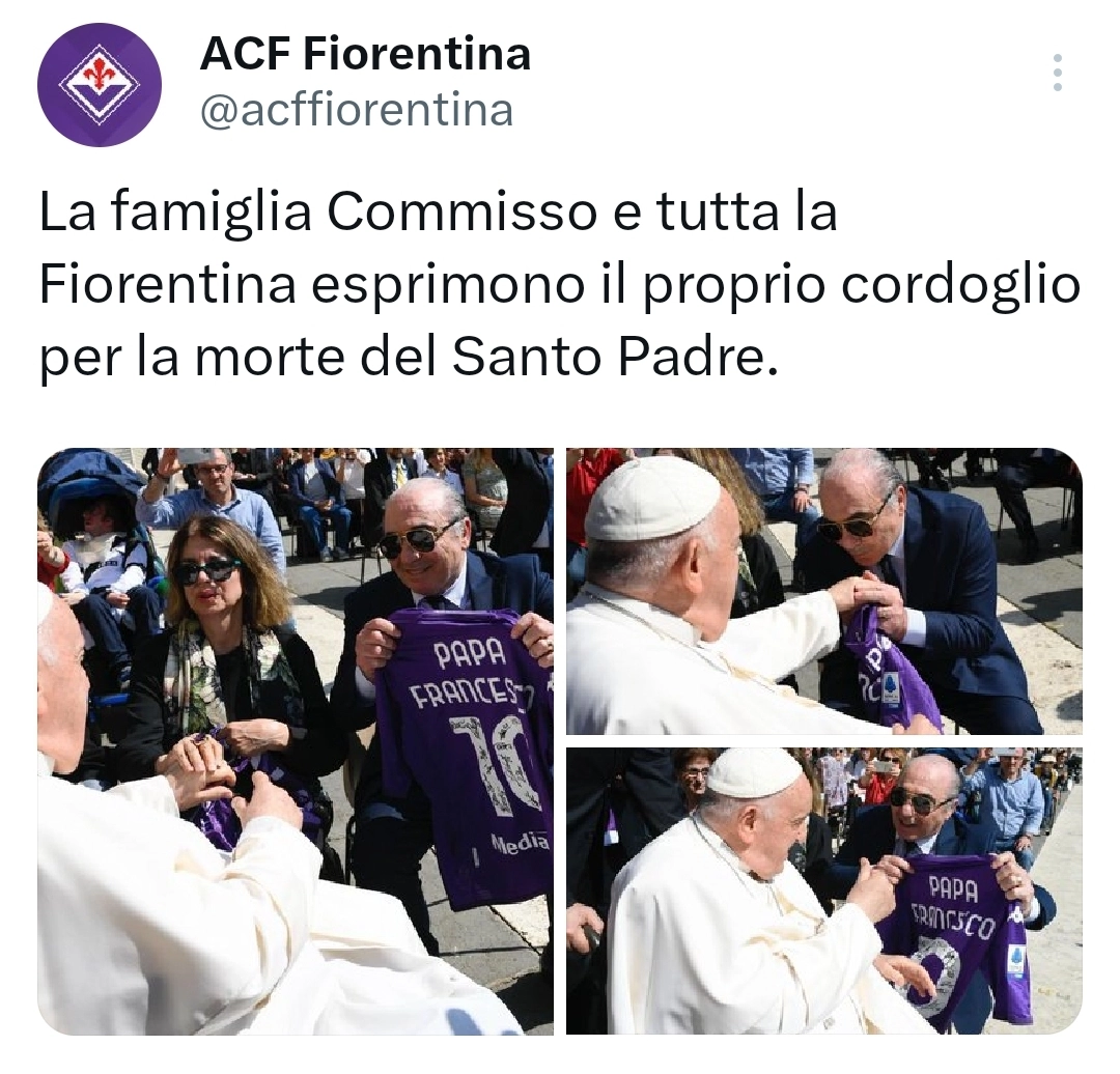 È morto Papa Francesco. Ieri l'ultimo saluto nel giorno di Pasqua. Anche la Fiorentina esprime cordoglio