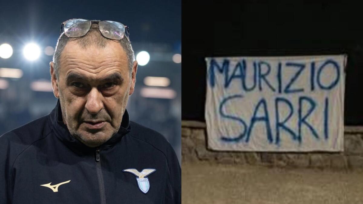 Al Viola Park i tifosi della Fiorentina hanno esposto uno striscione con scritto "Maurizio Sarri" - 