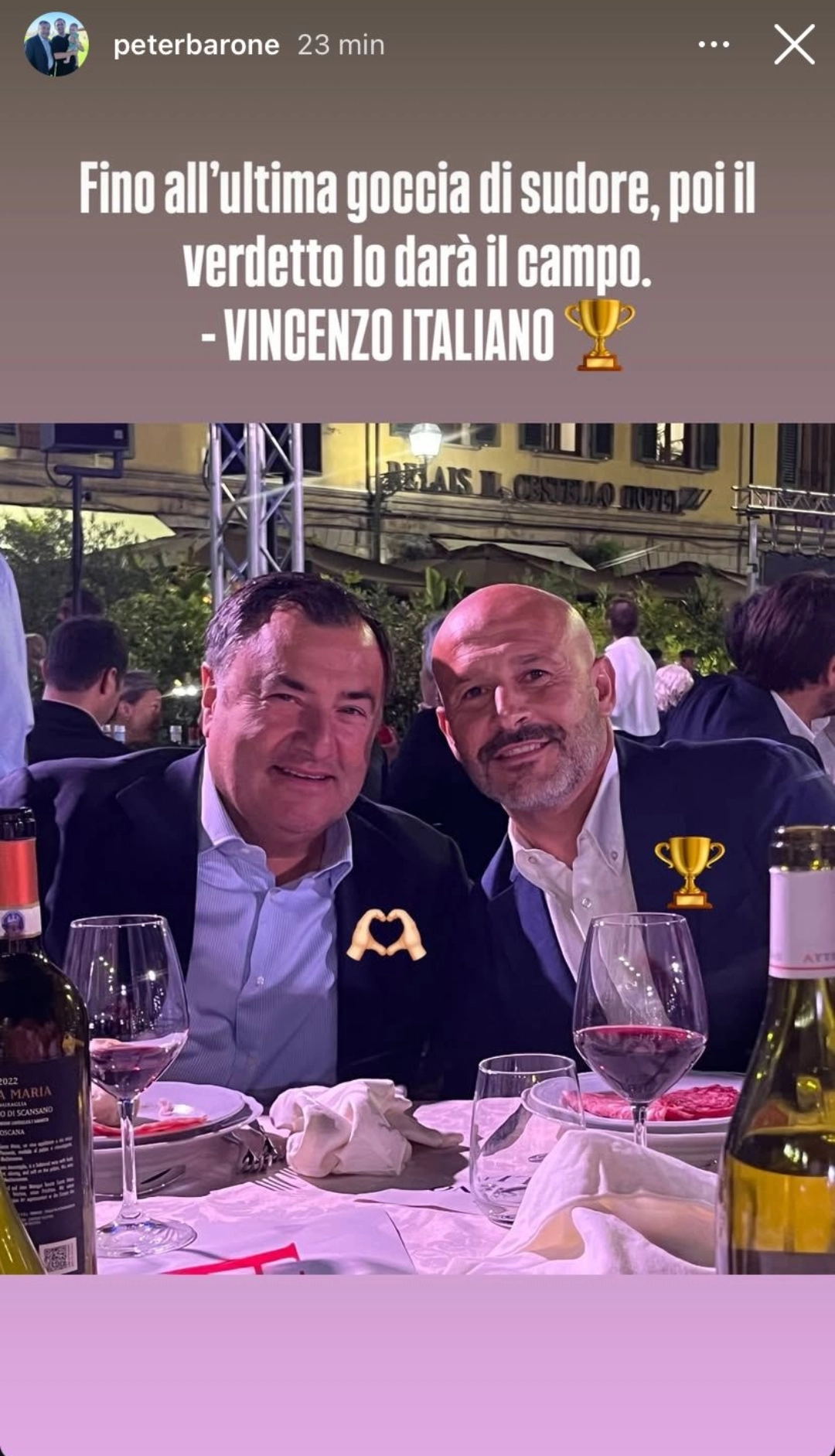 Peter Barone celebra Italiano: "Fino all'ultima goccia di sudore, poi il verdetto lo darà il campo"