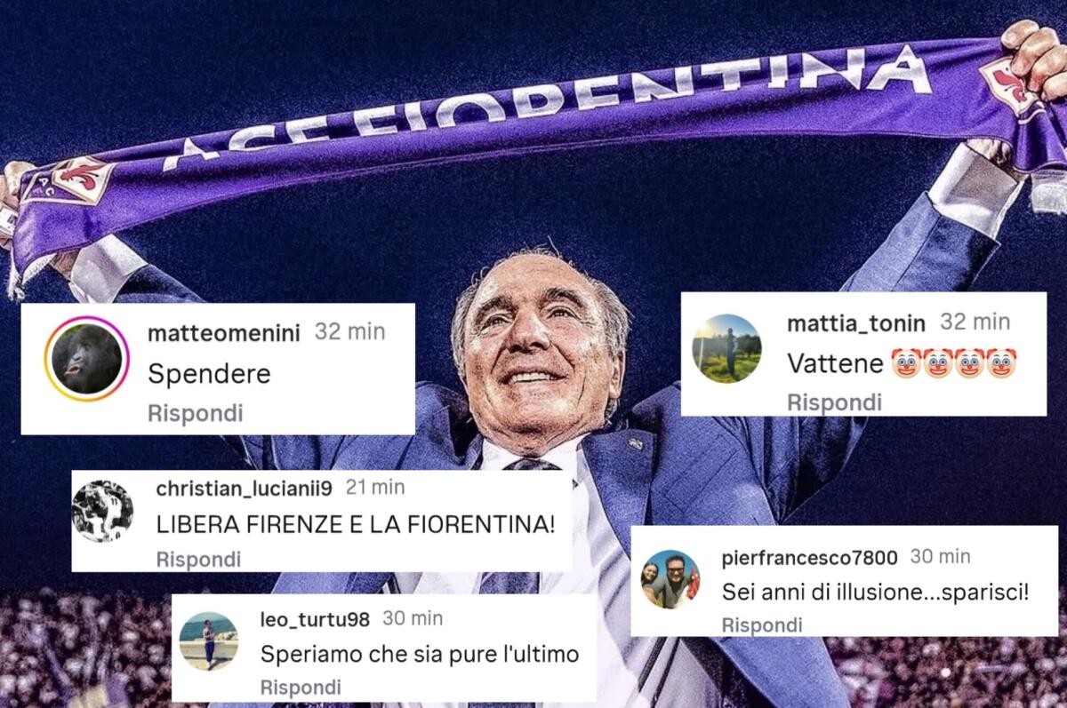 La Fiorentina festeggia 6 anni con Commisso. I tifosi commentano: "6 anni di niente, vendi" - 
