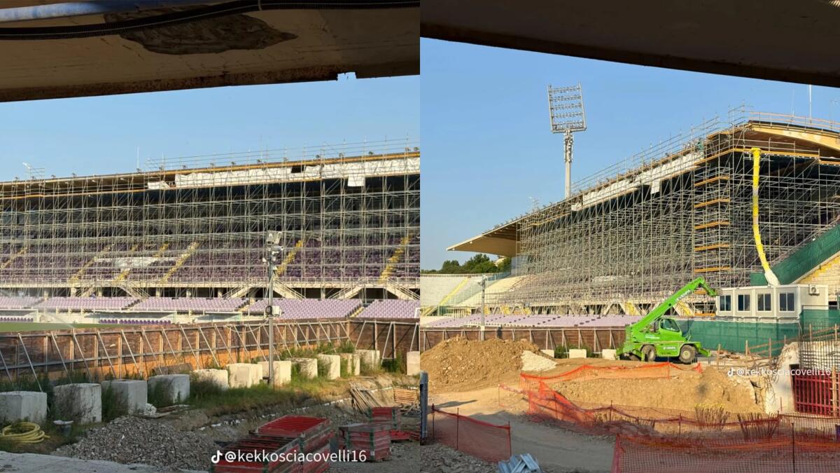Continuano i lavori per il restyling del Franchi, un mega ponteggio ricopre la tribuna (FOTO) - 