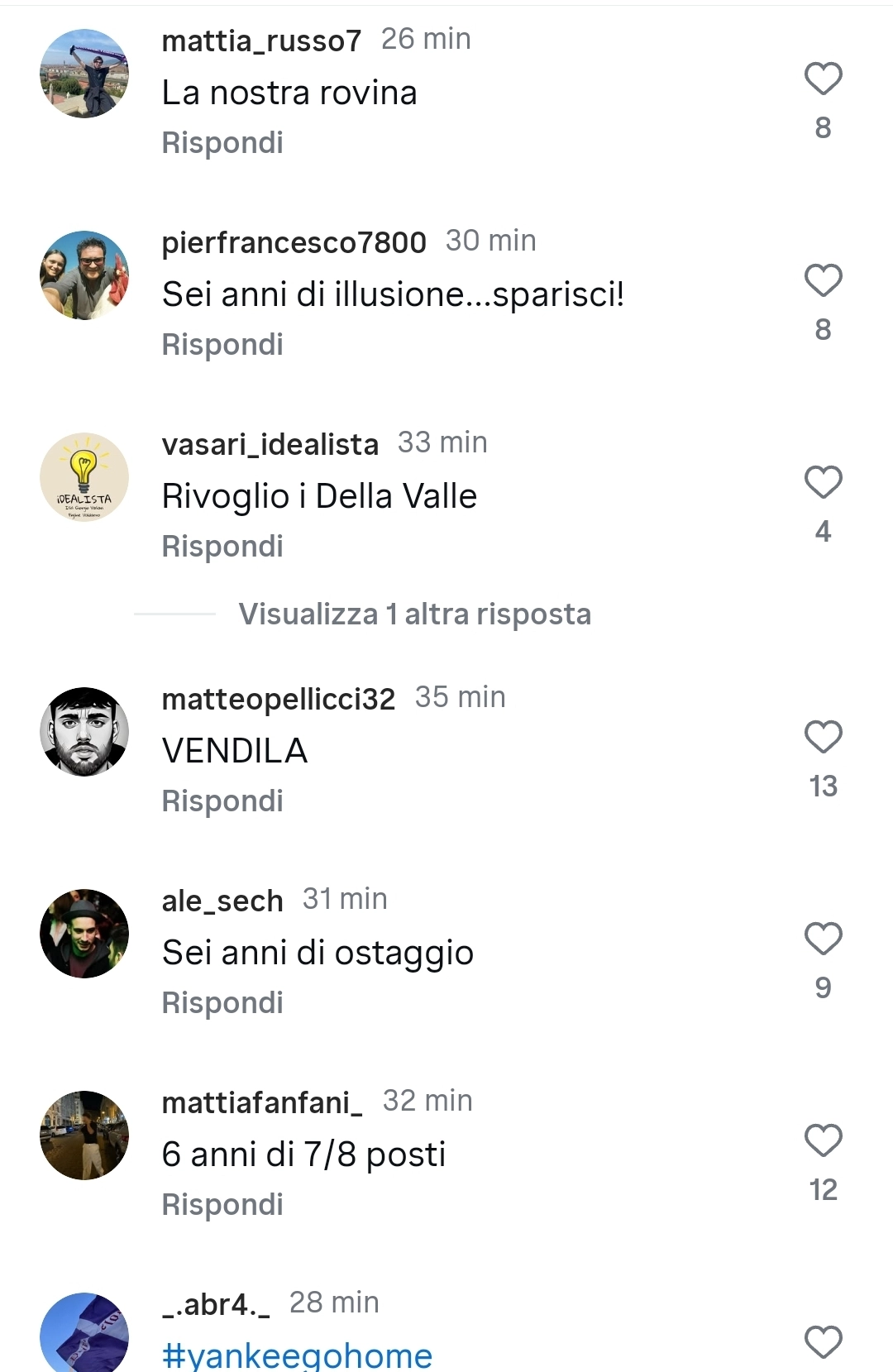 La Fiorentina festeggia 6 anni con Commisso. I tifosi commentano: "6 anni di niente, vendi"