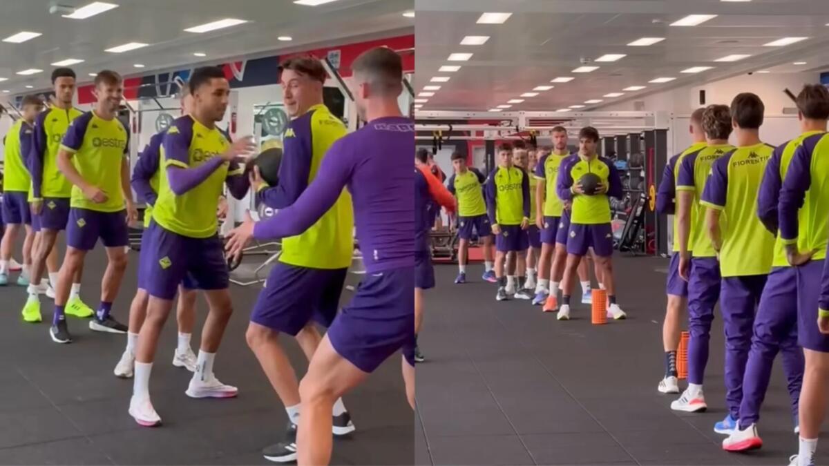 Stamani lavoro in palestra per la Fiorentina, Mandragora sta svolgendo un lavoro individuale - 