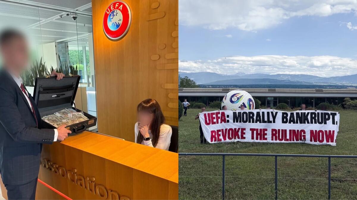 Tifosi del Crystal Palace furiosi per la retrocessione in Conference, hanno protestato sotto la sede Uefa - 