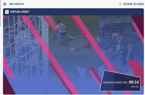 Screen di un evento video scommesse virtuali Eurobet