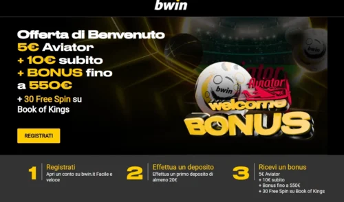 Nella foto, il bonus benvenuto scommesse Bwin