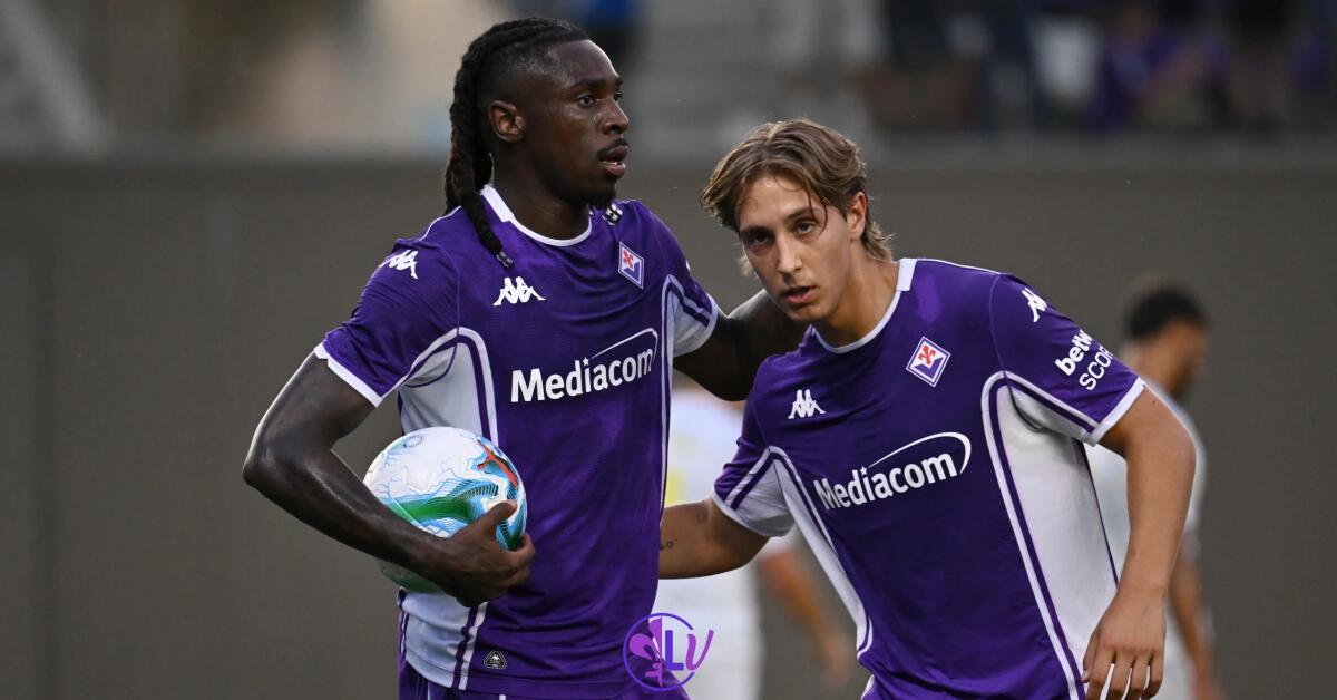 Fazzini: “Pioli ha le idee chiare. Kean fortissimo, entusiasmato dal primo controllo di Gud, è forte” - Firenze, Viola Park, 25.07.2025, Fiorentina-Carrarese, foto Lisa Guglielmi. Copyright Labaroviola.com