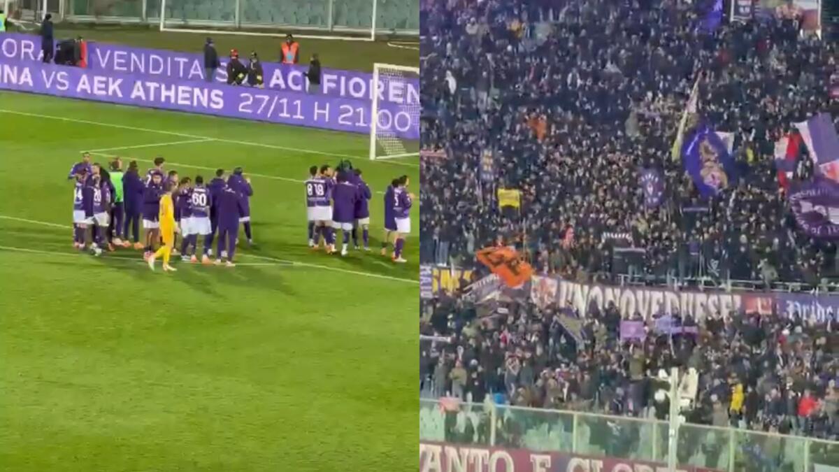 La Fiorentina sotto la Ferrovia a fine partita, la curva incoraggia la squadra: "Vi vogliamo così" - 