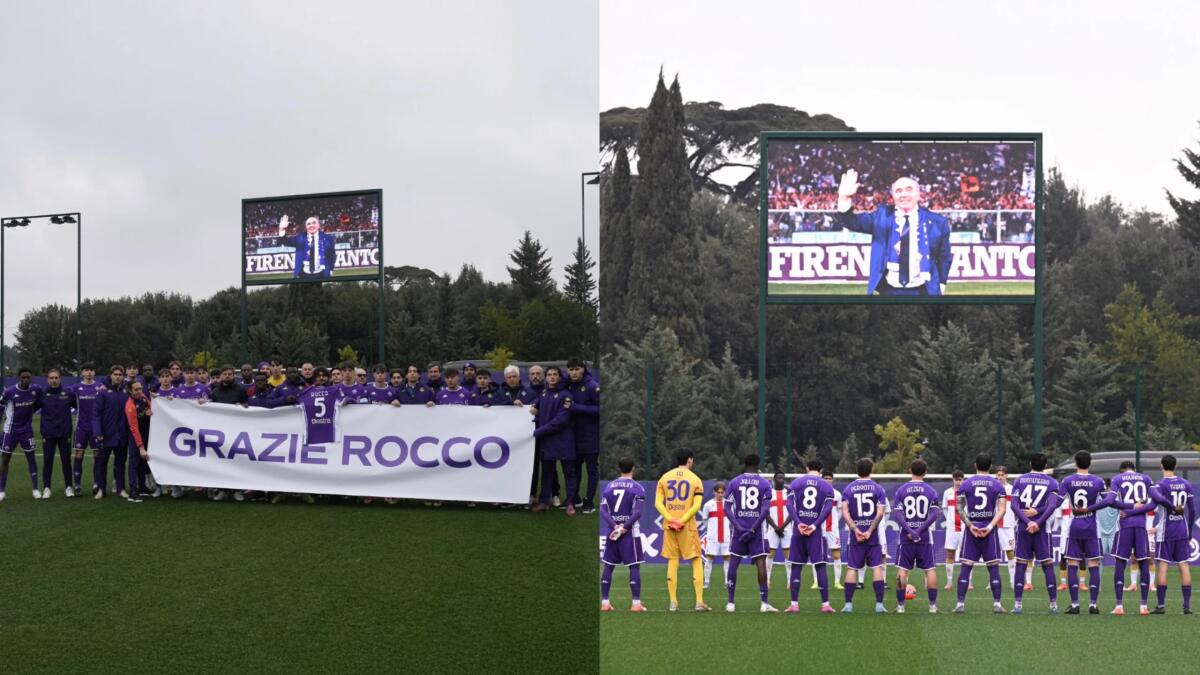 La Fiorentina primavera omaggia Commisso: minuto di silenzio e striscione con scritto: "Grazie Rocco" - 