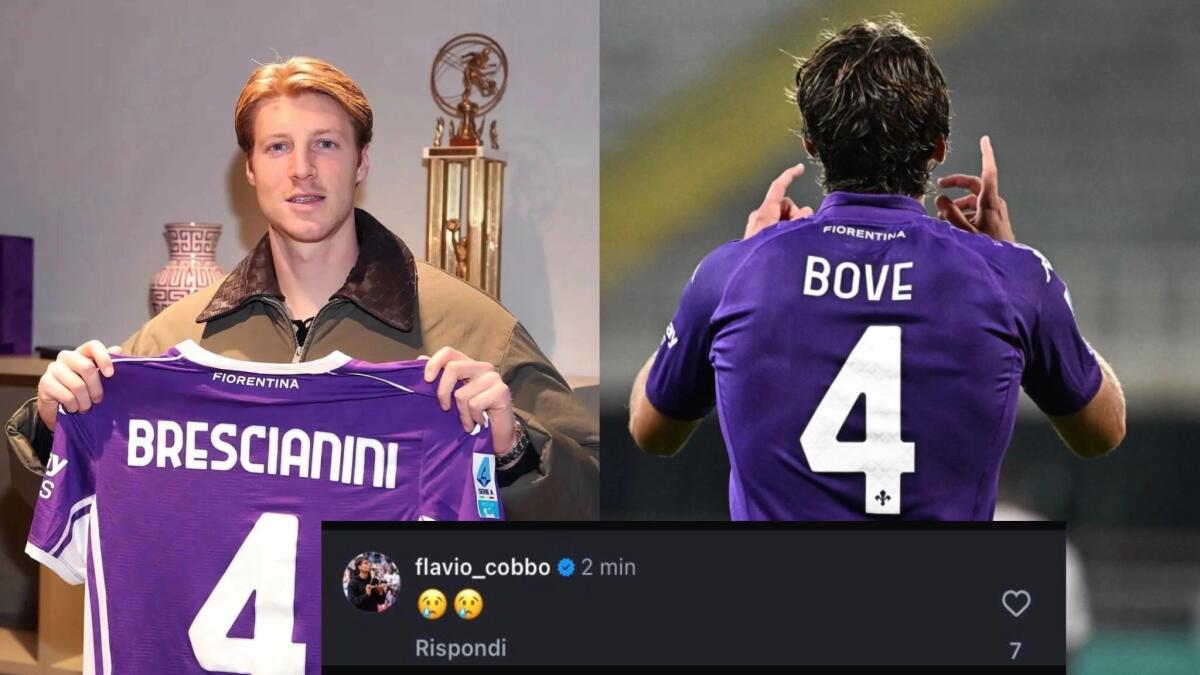 Brescianini alla Fiorentina avrà la numero 4 di Bove. Cobolli commenta con due emoji in lacrime - 