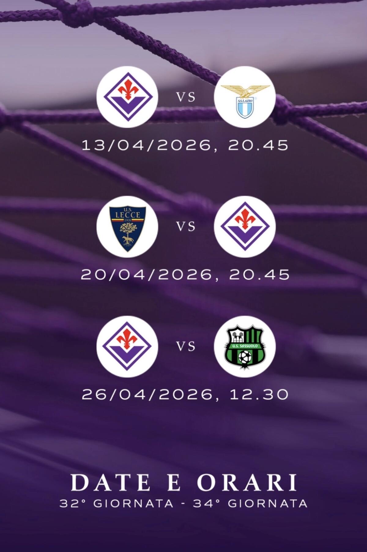 Svelati gli orari dalla 32 esima alla 34 giornata di Serie A: la partita salvezza contro il Lecce sarà di lunedì sera al Via del mare - 