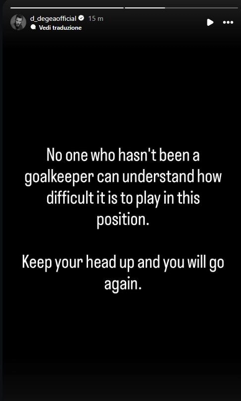De Gea: "Chi non ha mai fatto il portiere non può capire quanto sia difficile giocare in questo ruolo"