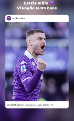 Beltran torna a flirtare con la Fiorentina per il suo compleanno: "Vi voglio tanto bene"