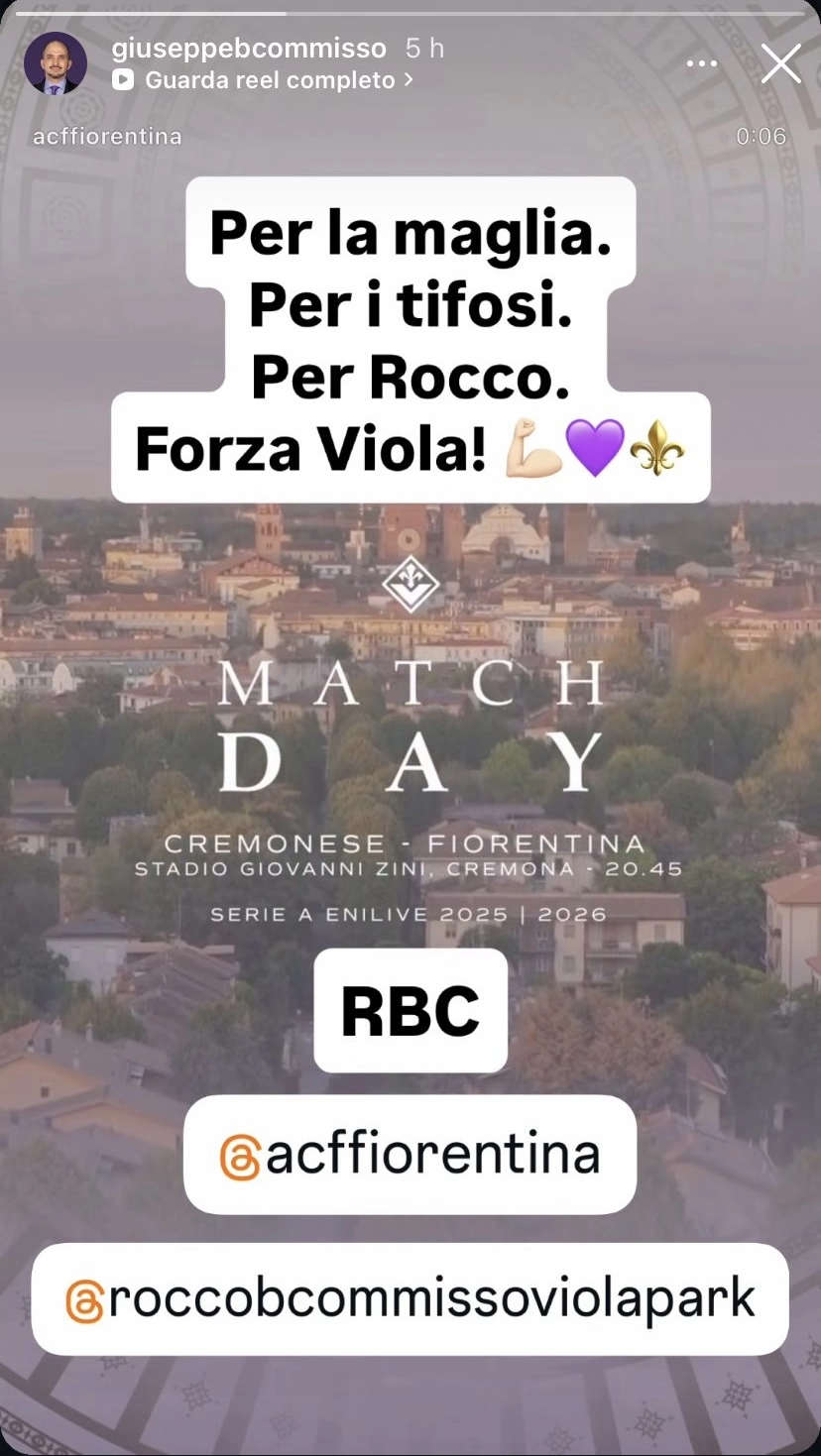 Commisso carica la Fiorentina sui propri social: "Per la maglia, per i tifosi, per Rocco. Forza Viola!"