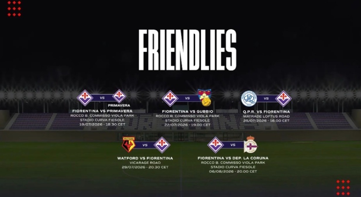 Le amichevoli estive viola: si parte con la Primavera, poi Gubbio e Deportivo passando dall'Inghilterra - 