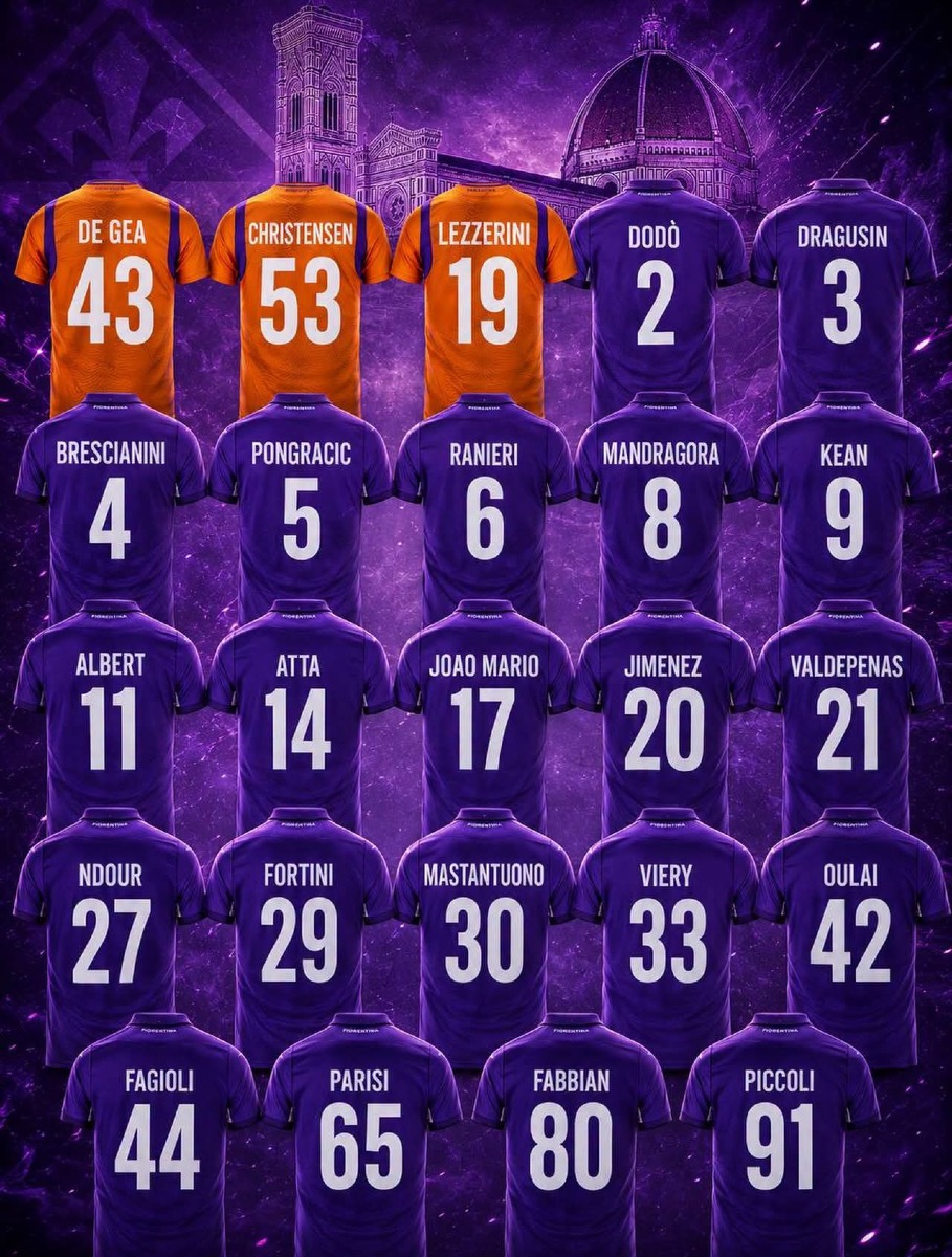 I numeri di maglia: Kean è il n. 9 della Fiorentina. Mastantuono col 30, Atta prende il 14, Gud passa all'11 - 