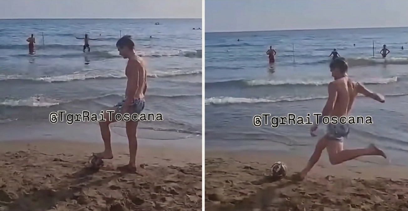 Mastantuono gioca a pallone in spiaggia con i presenti e regala un Ferragosto speciale ai tifosi viola - 